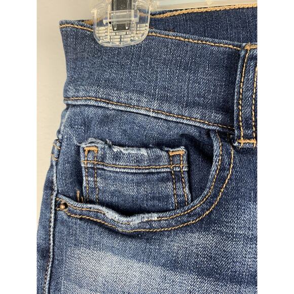 Sneak Peek Mid Rise Skinny Jeans Junior's‎ Size 1 Distressed Dark Denim - Picture 4 of 6